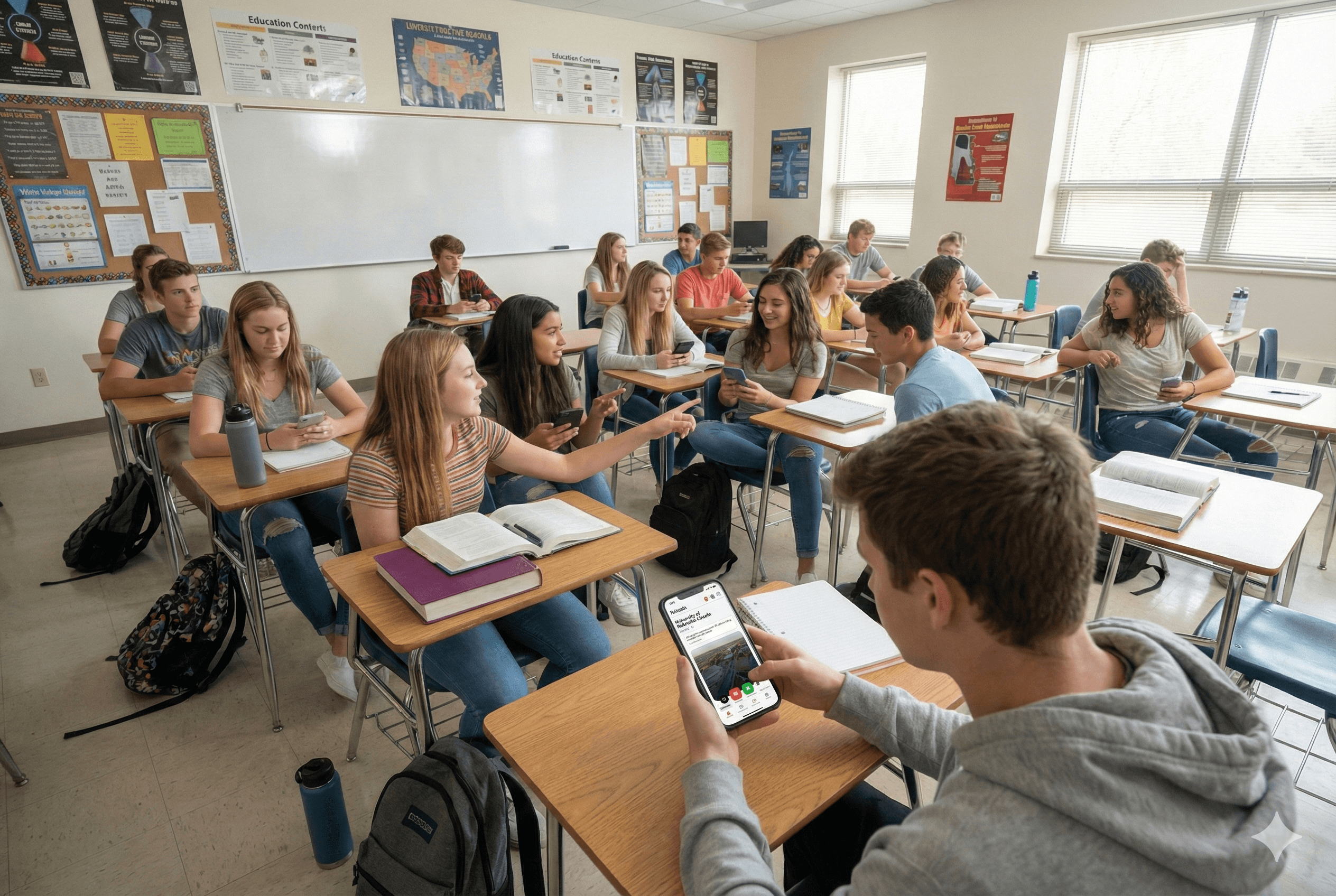 Students collaborating on campus